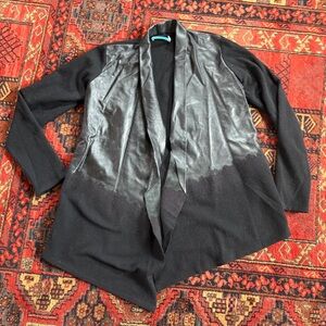 Alice + Olivia Black Wool and Lamb Leather Jacket